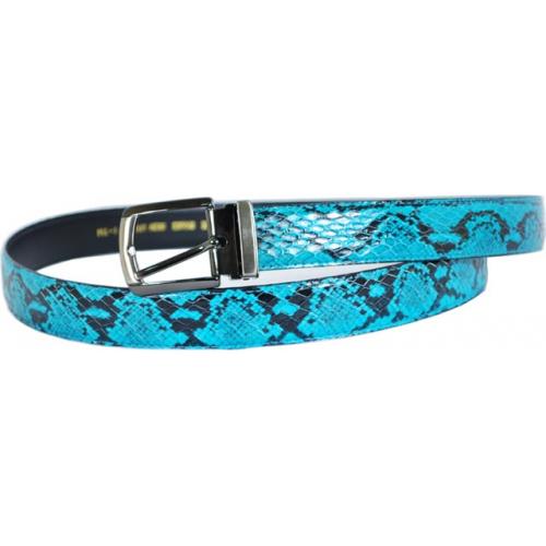 Giorgio Brutini Turquoise Blue / Black Genuine Snake Skin Belt